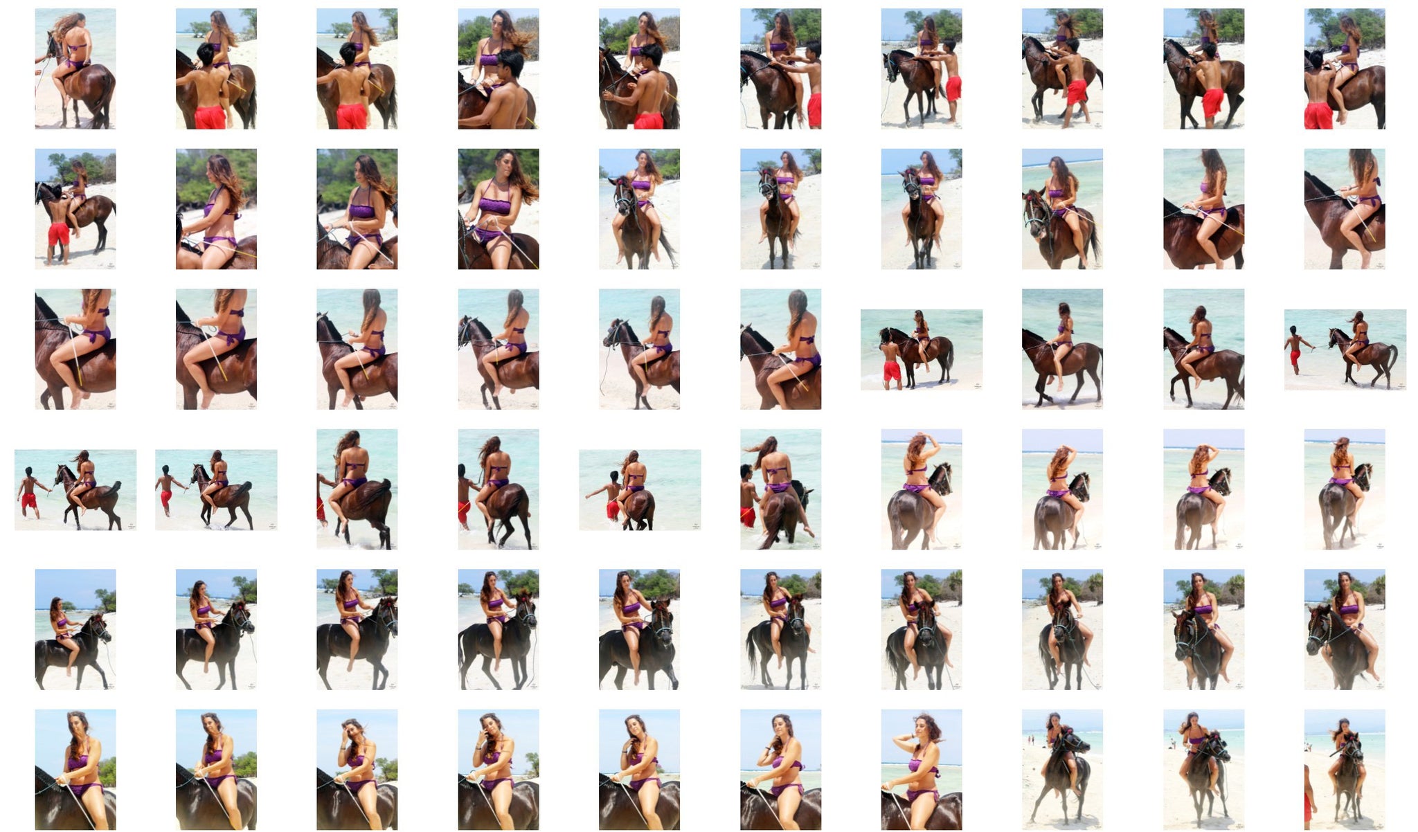 Vivienne in Bikini Riding Bareback on Brown Pony - Riding.Vision