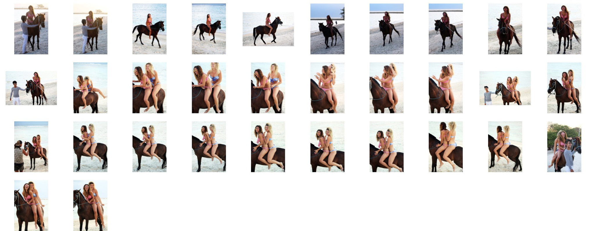 Zoe and Elin in Bikini Riding Bareback on Brown Pony - Riding.Vision