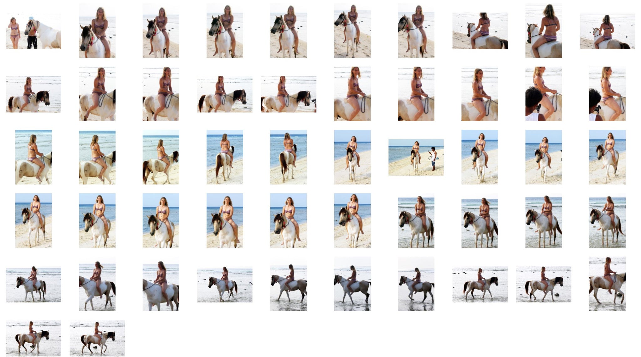 Harriett in Bikini Riding Bareback on Buckskin Horse - Riding.Vision