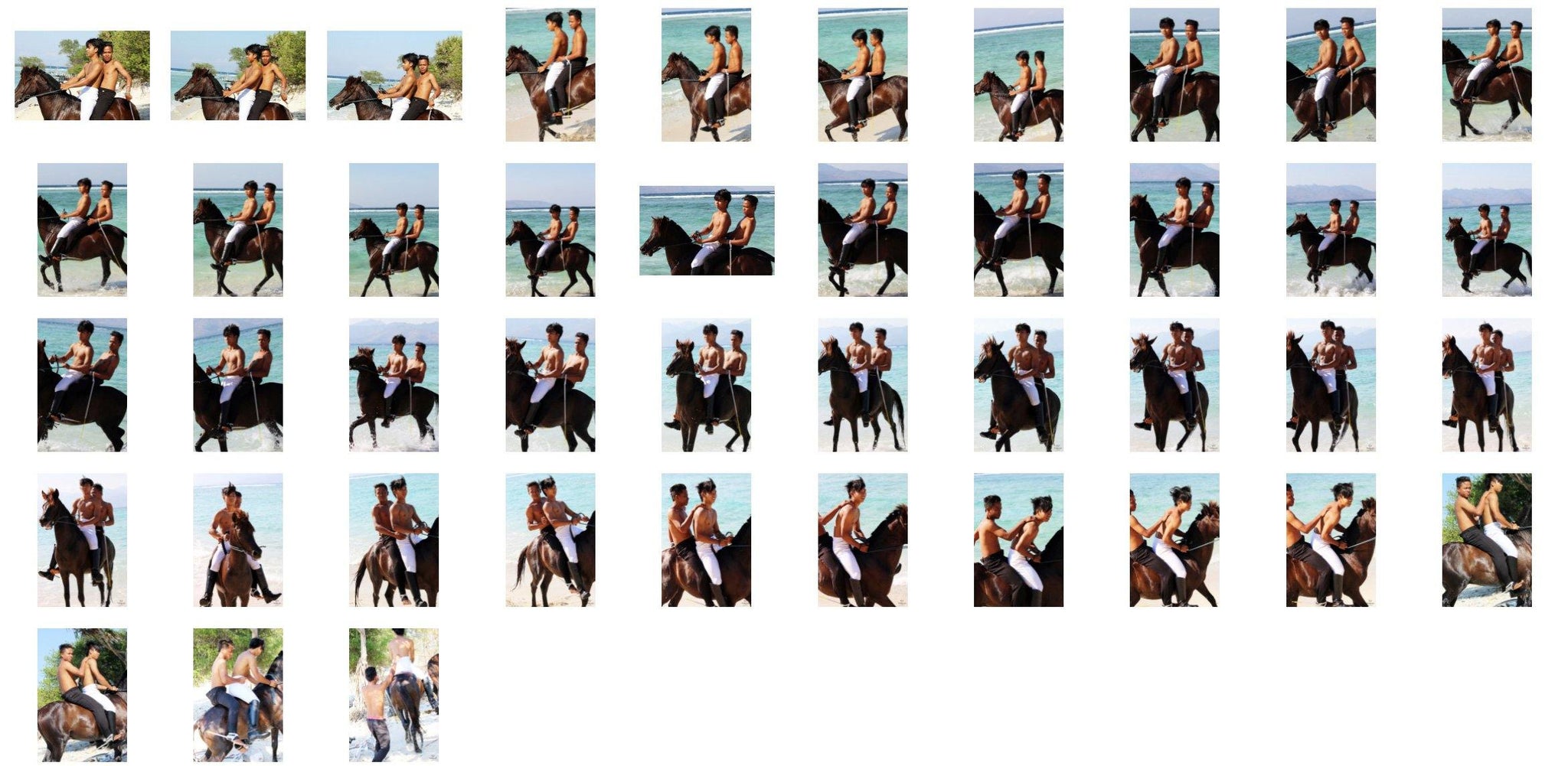 Intan and Emas in Jodhpurs and Ridingboots Bareback Double Riding on Brown Horse - Riding.Vision