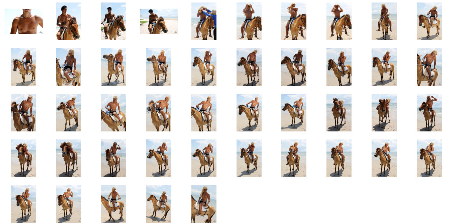 Leon in Lycra Shorts with Wig Riding with Saddle on Golden Pony, Part 1 - Riding.Vision