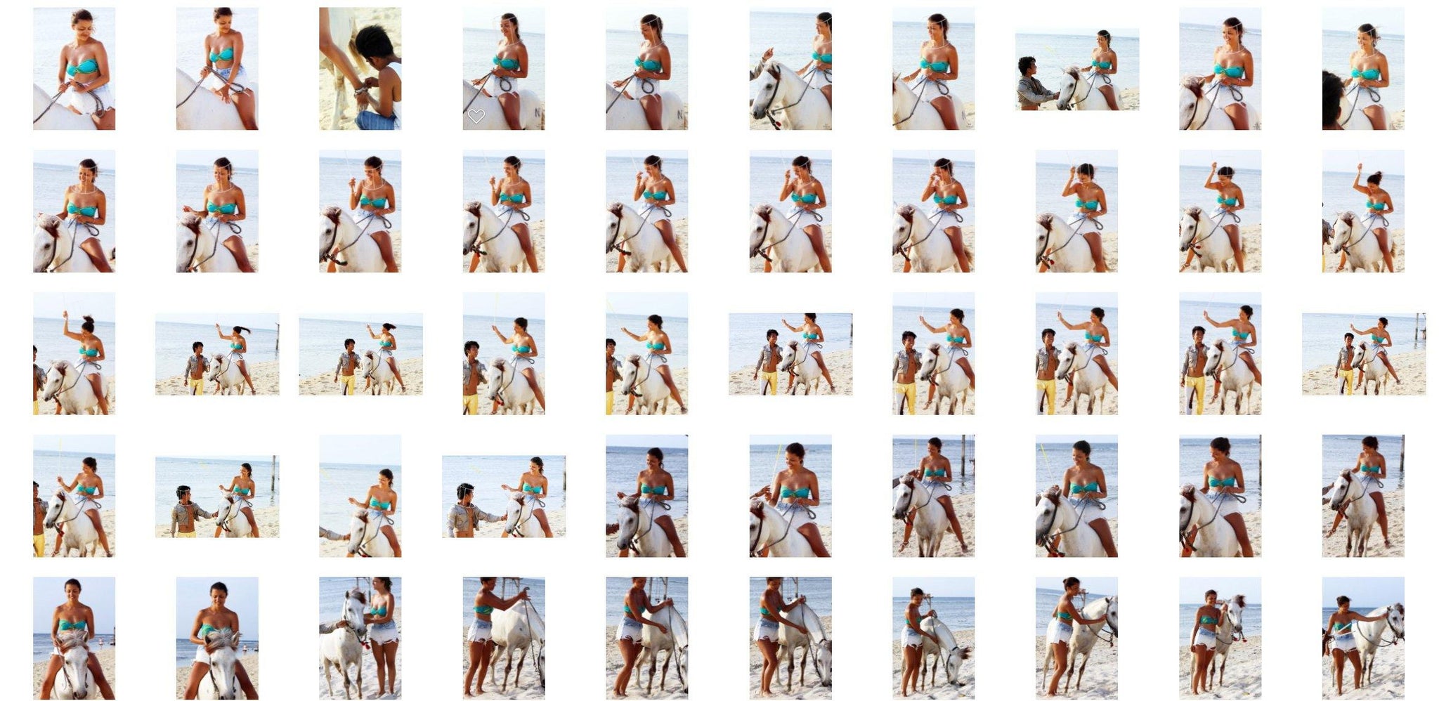 Amy in Jeans Shorts Riding Bareback on White Pony - Riding.Vision