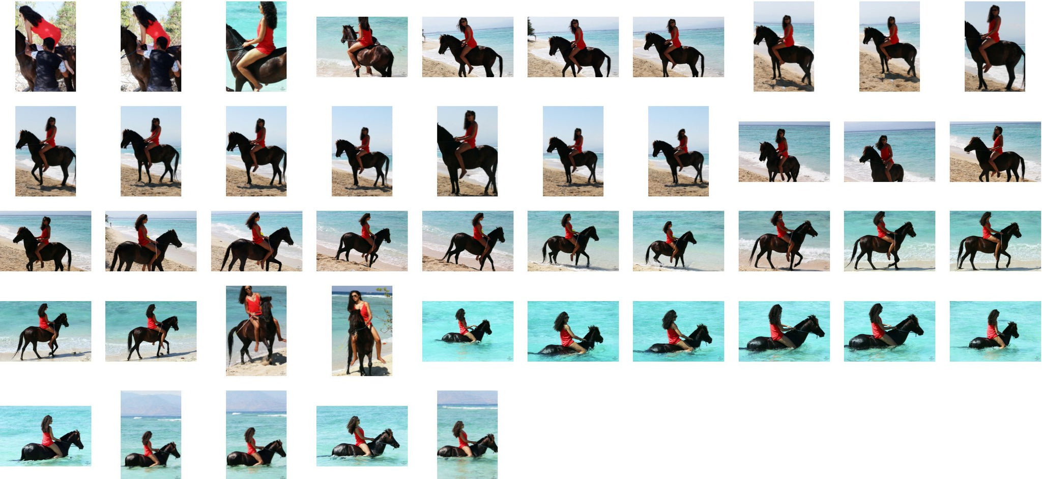 Ajda in Red Top Riding Bareback on Brown Pony - Riding.Vision