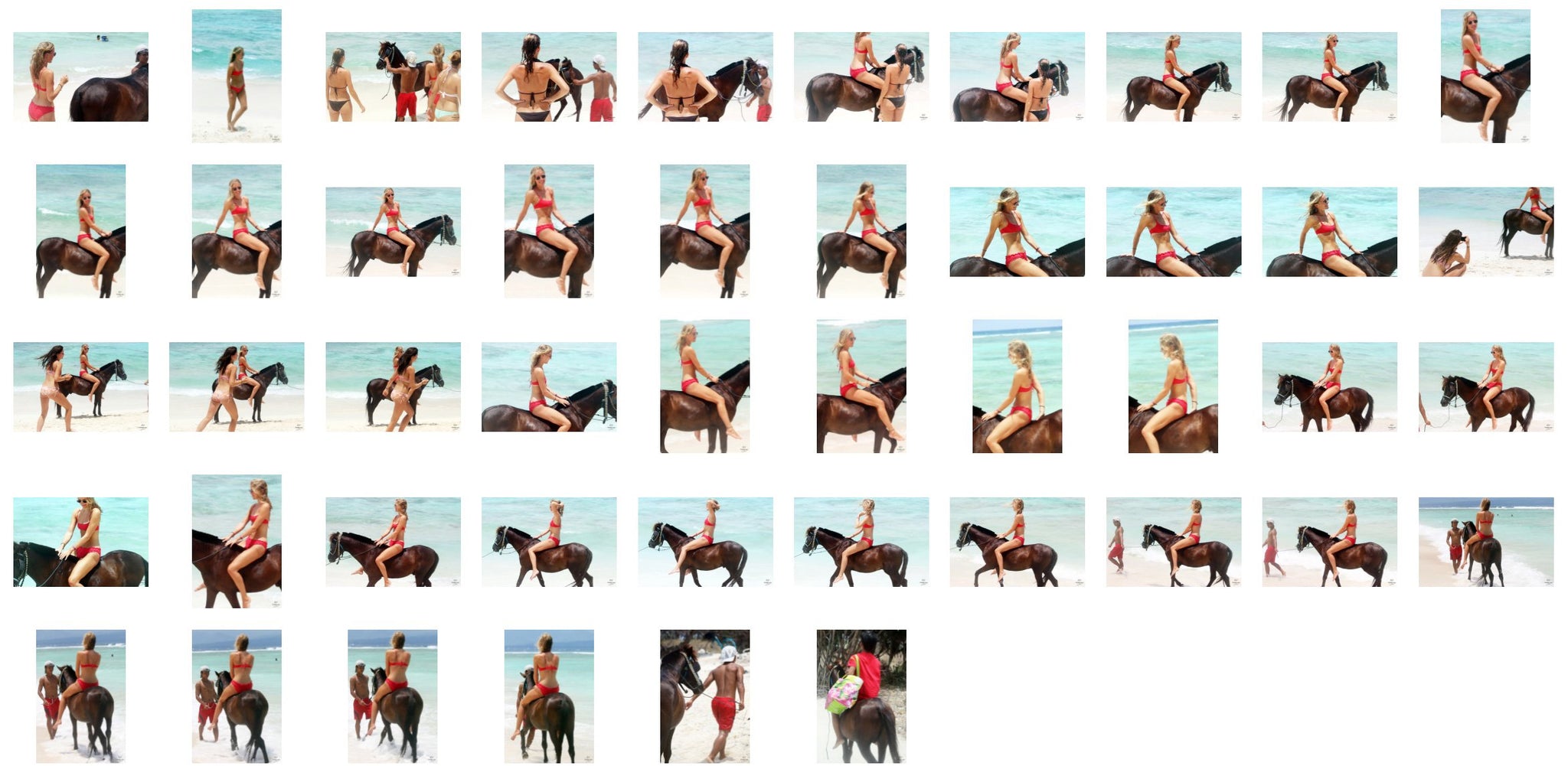 Haven in Red Bikini Riding Bareback on Brown Pony - Riding.Vision