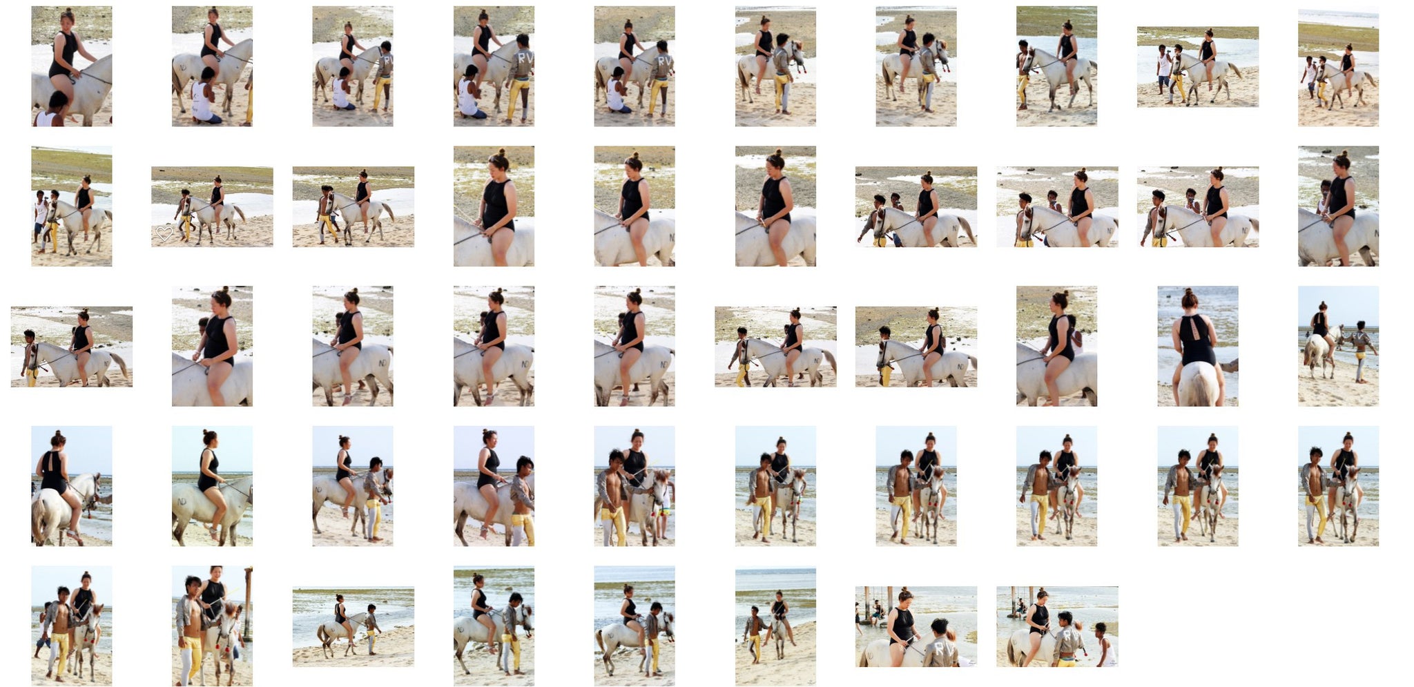 Anong in Swimsuit Riding Bareback on White Pony - Riding.Vision