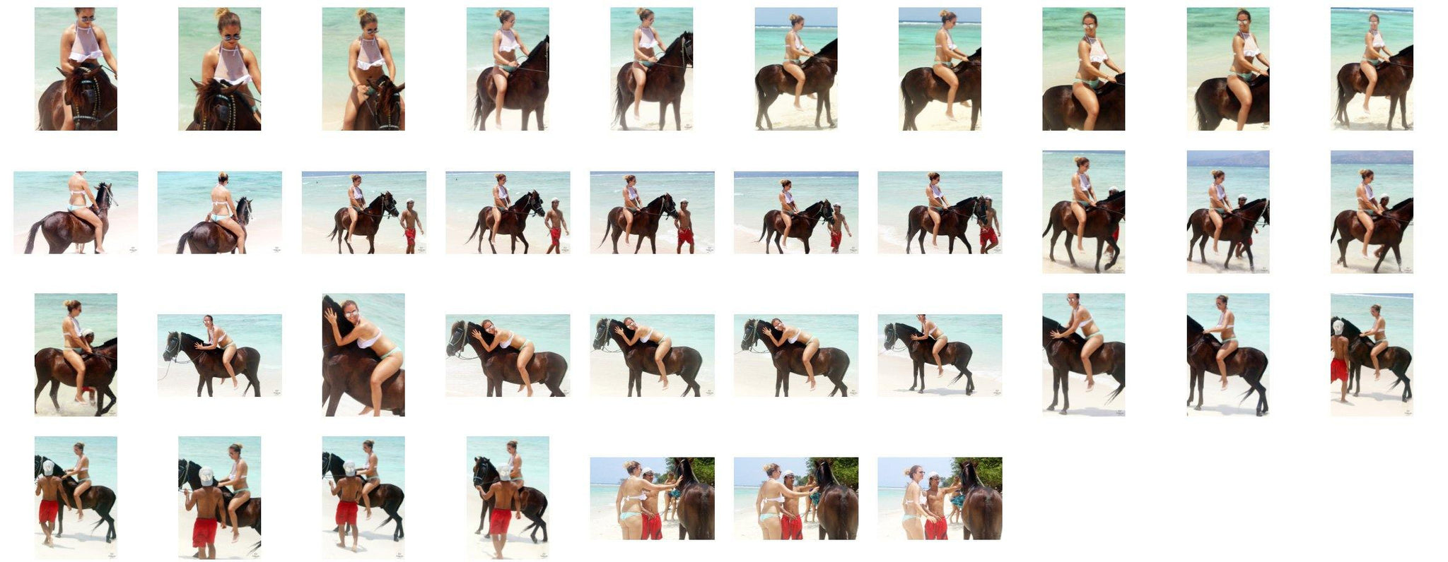 Rosalie in Bikini Riding Bareback on Brown Pony - Riding.Vision