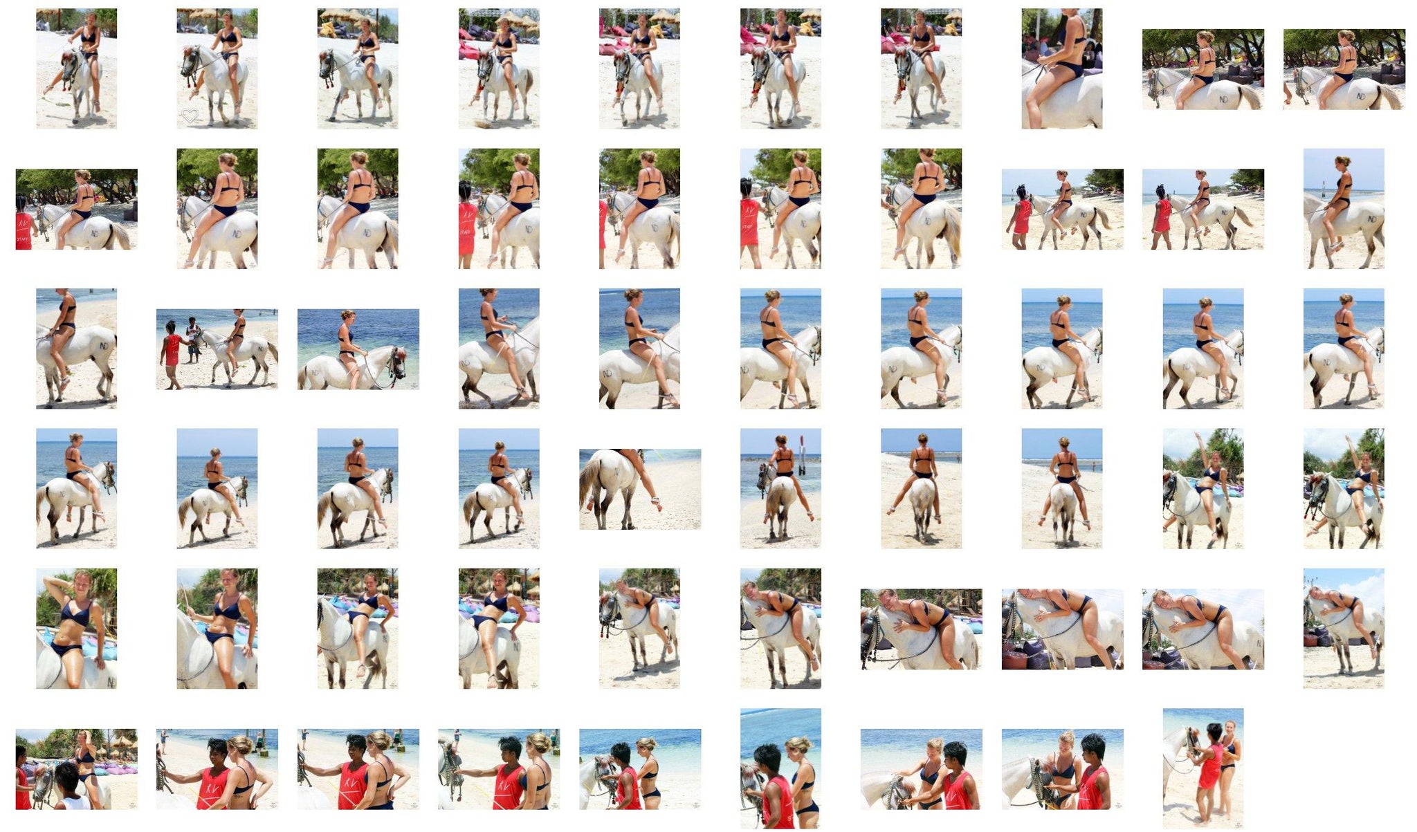 Fay in Bikini Riding Bareback on White Pony, Part 2 - Riding.Vision