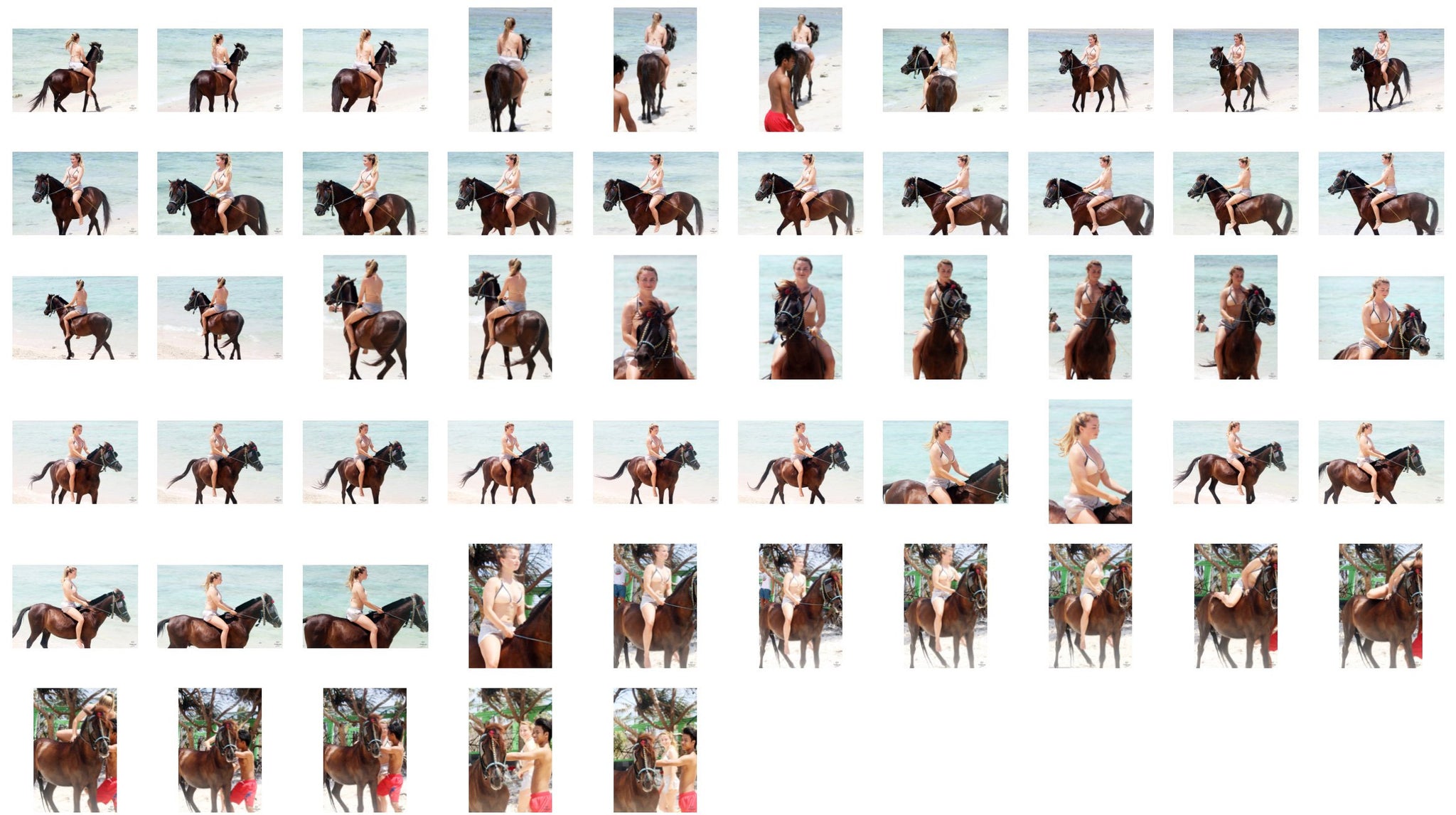 Lina in Salmon Skirt Riding Bareback on Brown Pony, Part 2 - Riding.Vision