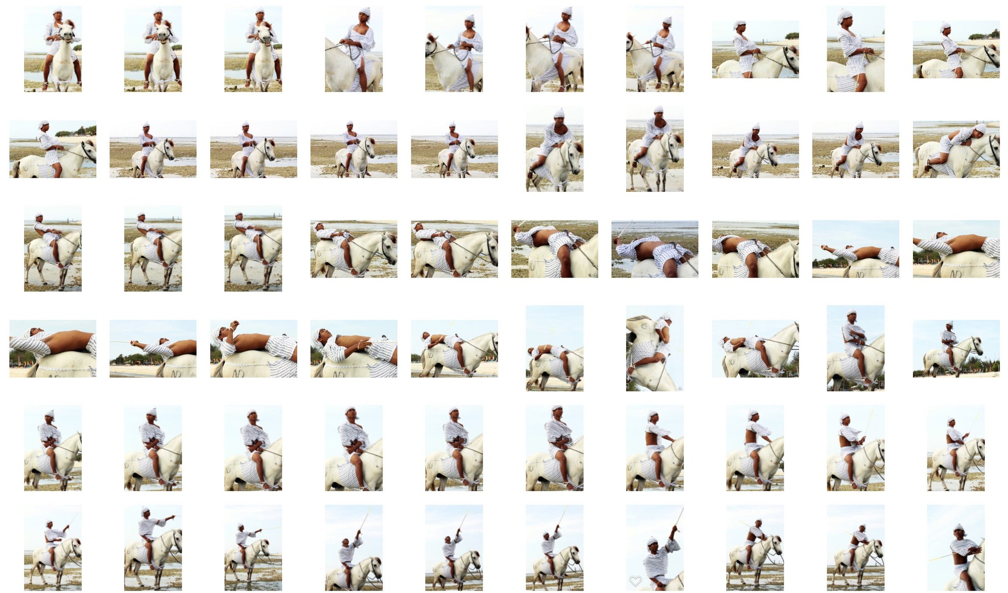 Intan in Striped Duvet Cover Riding Bareback on White Pony, Part 2 - Riding.Vision