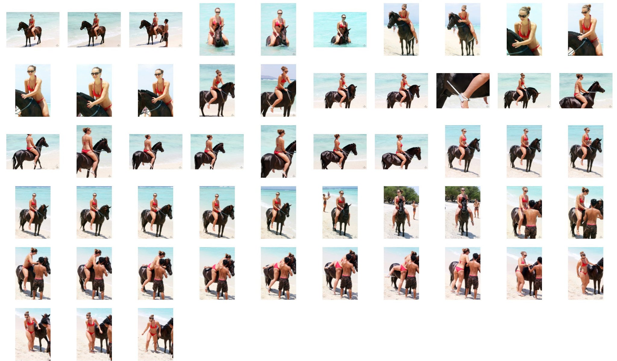Sophie in Red Bikini Riding Bareback on Brown Pony, Part 2 - Riding.Vision
