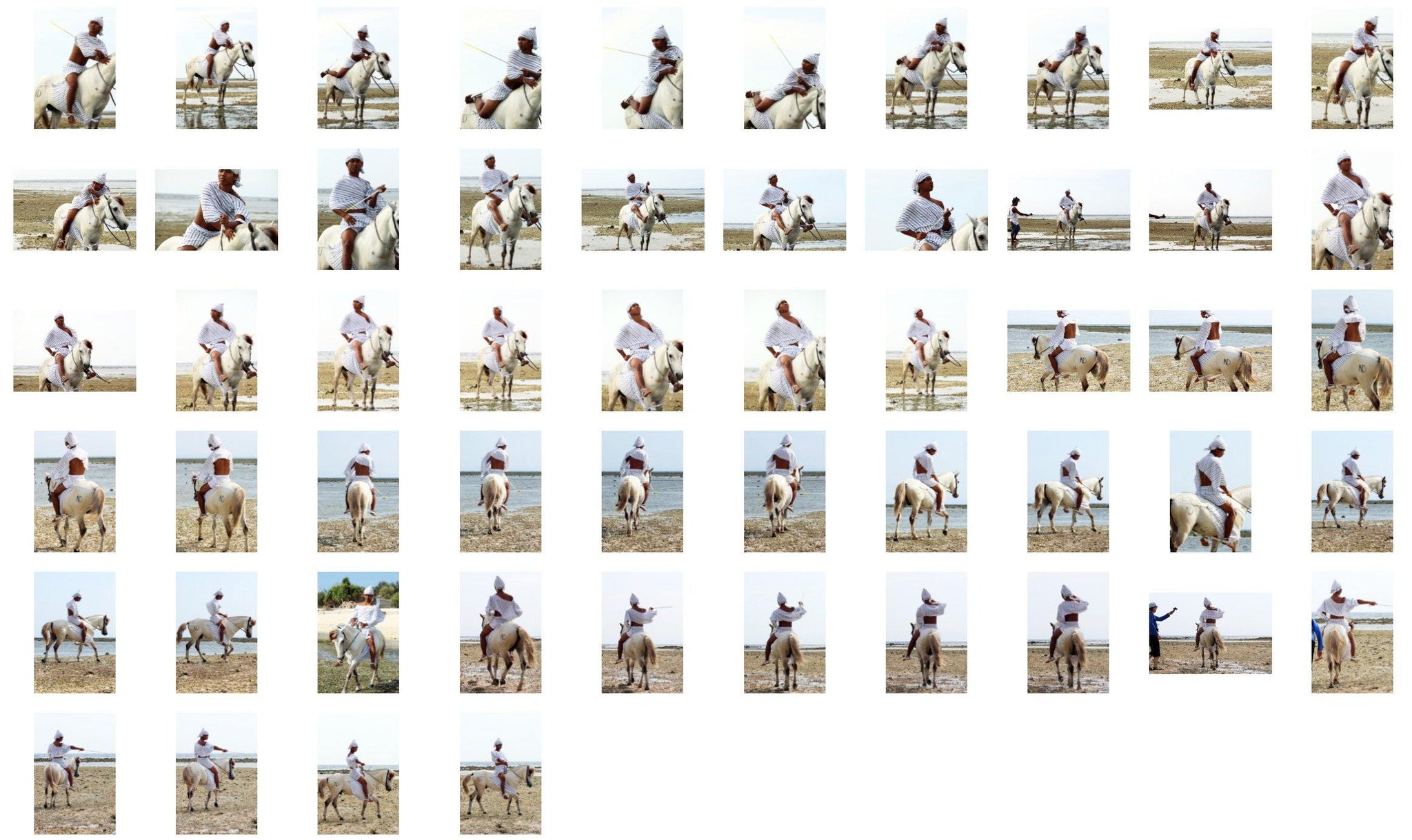 Intan in Striped Duvet Cover Riding Bareback on White Pony, Part 3 - Riding.Vision