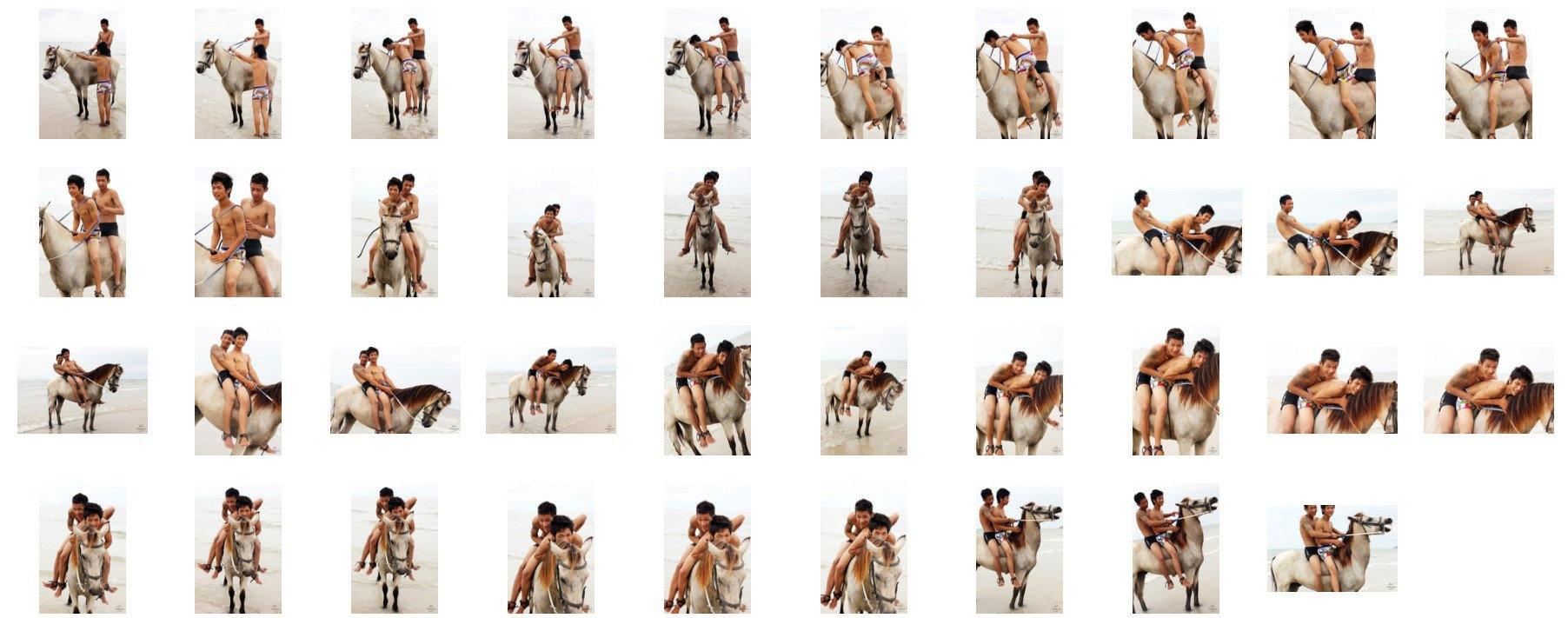 David and Thaksin in Shorts Riding Bareback and Double on Buckskin Horse, Part 3 - Riding.Vision