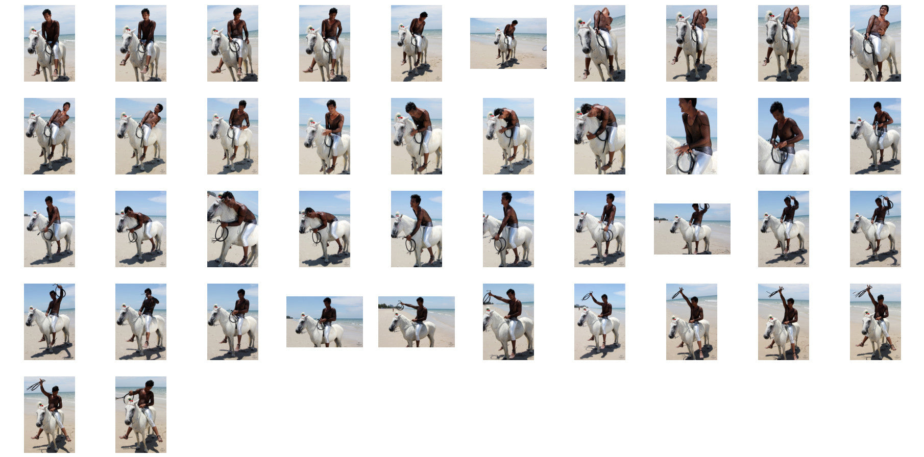Leon in Silver Leggings and Netshirt Riding Bareback on White Pony, Part 3 - Riding.Vision