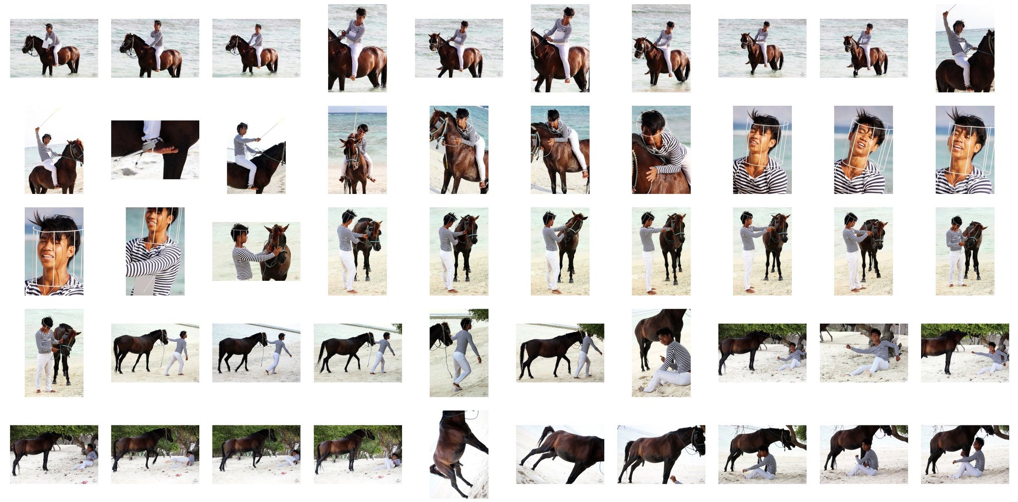 Intan in Striped Shirt, Jodhpurs, Lampsheed and Drawing Pad Riding Bareback on Brown Horse, Part 4 - Riding.Vision