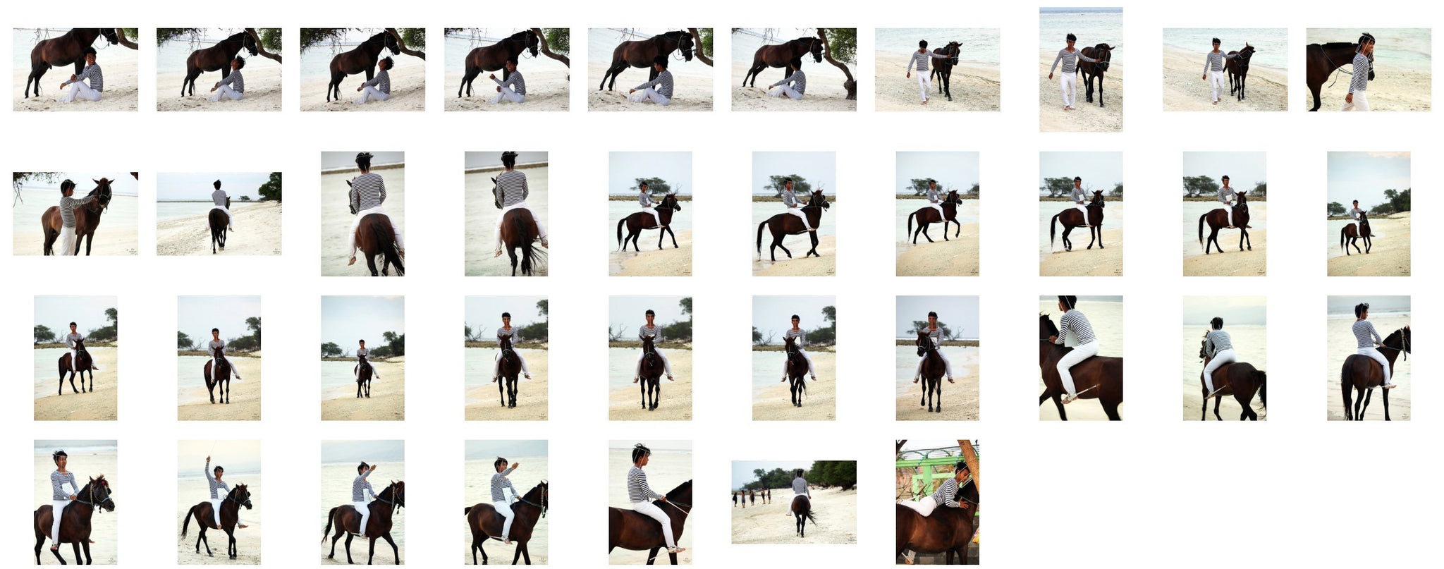 Intan in Striped Shirt, Jodhpurs, Lampsheed and Drawing Pad Riding Bareback on Brown Horse, Part 5 - Riding.Vision