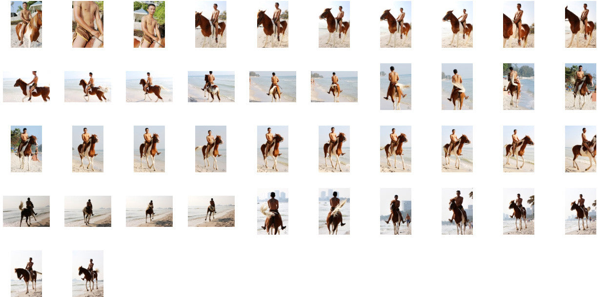 Kai in Brown Sprinter Shorts Riding Bareback on Brown-White Horse, Part 5 - Riding.Vision