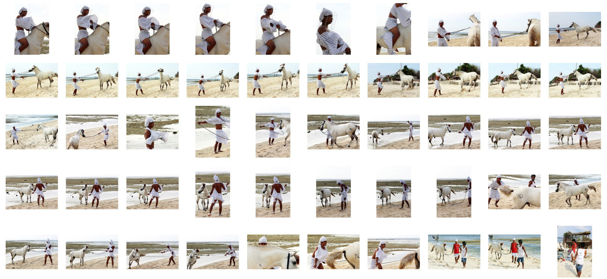 Intan in Striped Duvet Cover Riding Bareback on White Pony, Part 7 - Riding.Vision