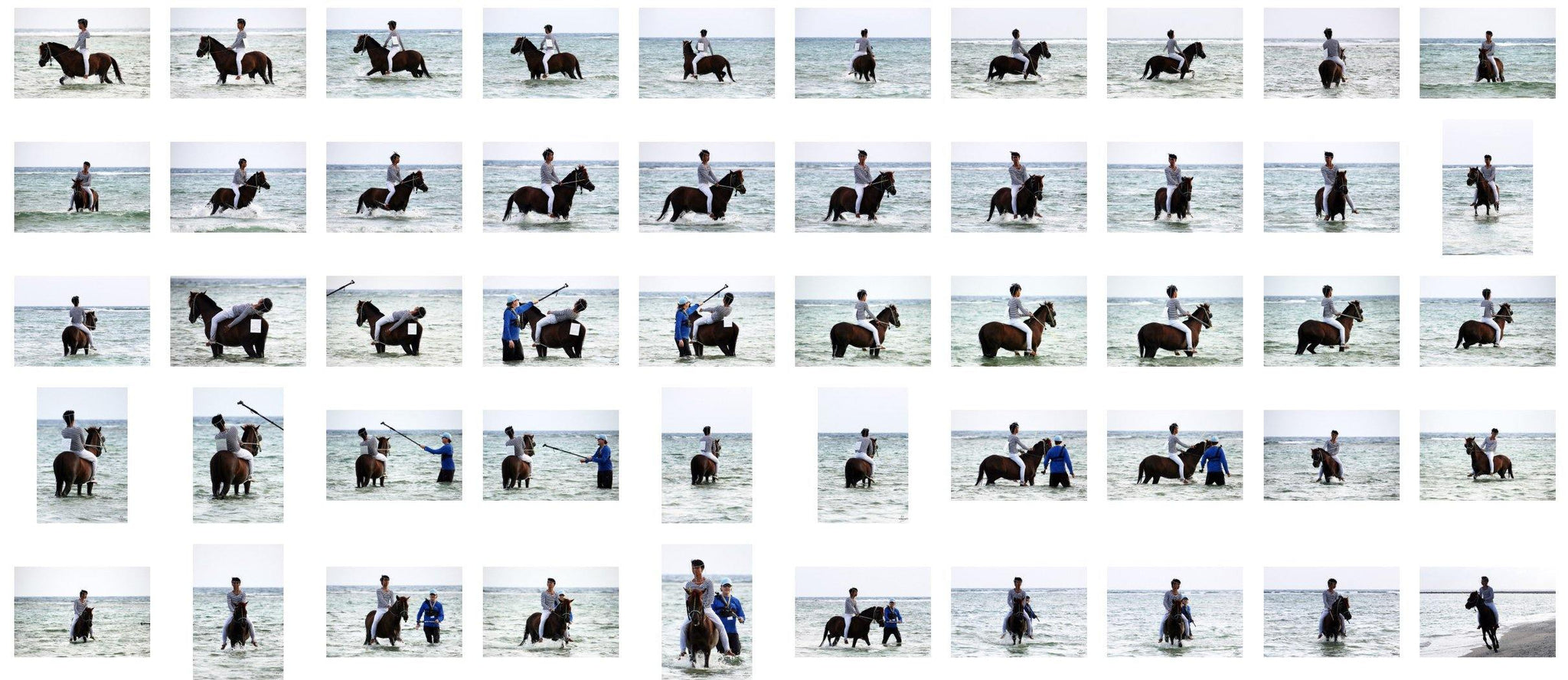 Intan in Striped Shirt, Jodhpurs, Lampsheed and Drawing Pad Riding Bareback on Brown Horse, Part 8 - Riding.Vision