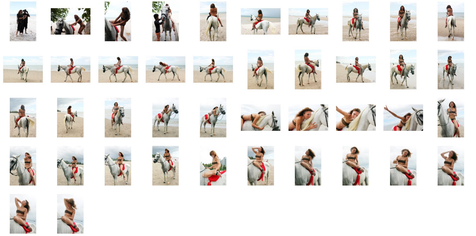 Claire in Bikini Riding Bareback on White Arabian Horse, Part 1 - Riding.Vision