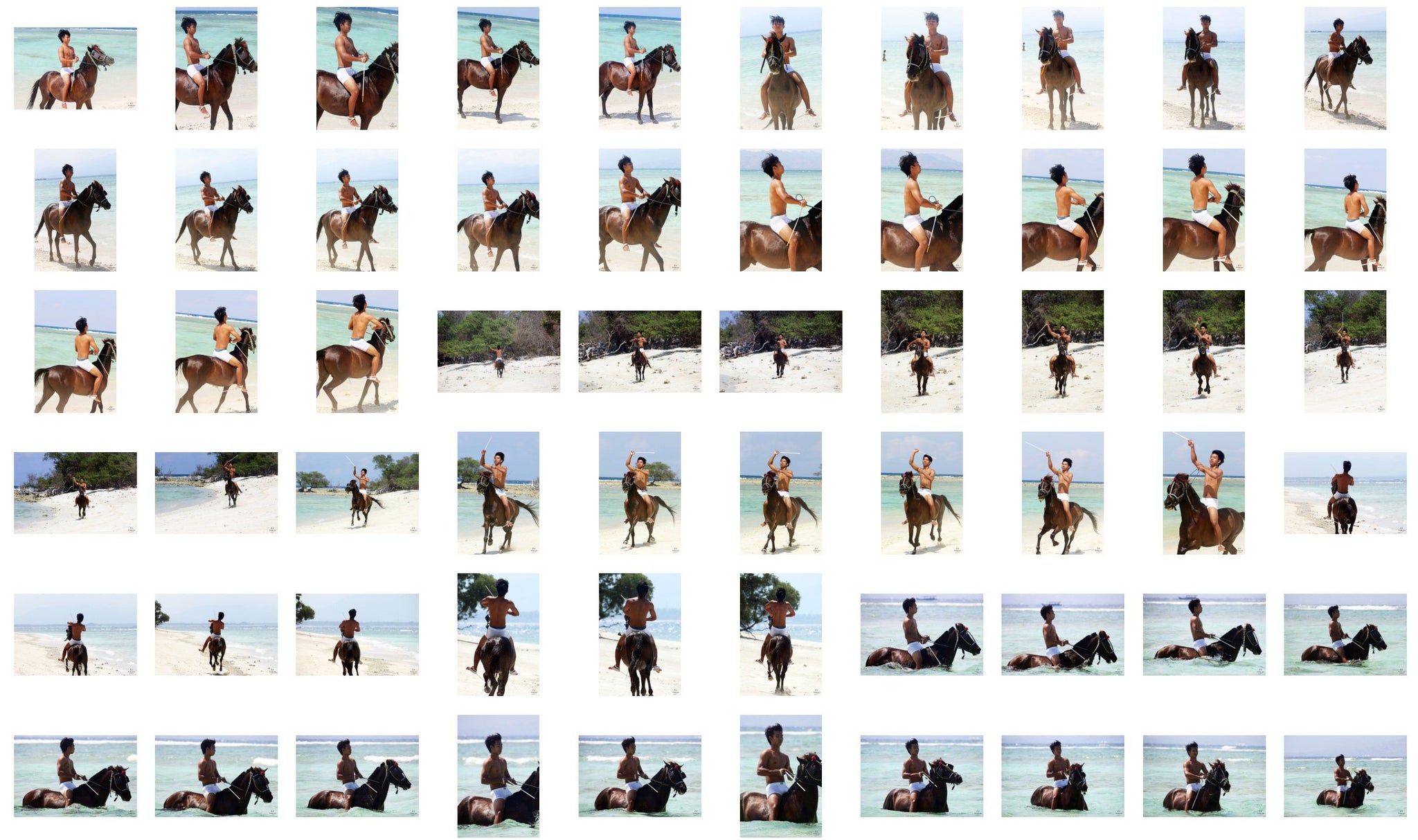 Intan in Briefs Riding Bareback on Brown Horse - Riding.Vision