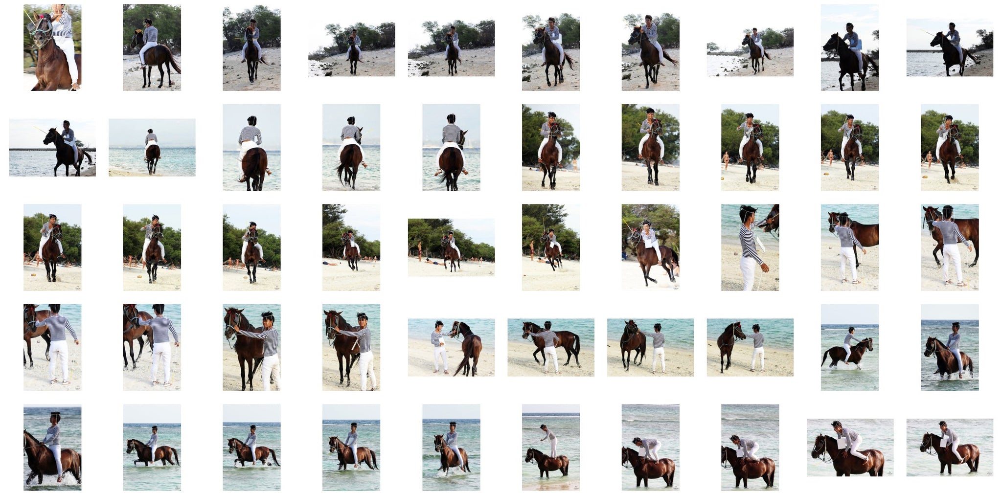 Intan in Striped Shirt, Jodhpurs, Lampsheed and Drawing Pad Riding Bareback on Brown Horse, Part 3 - Riding.Vision