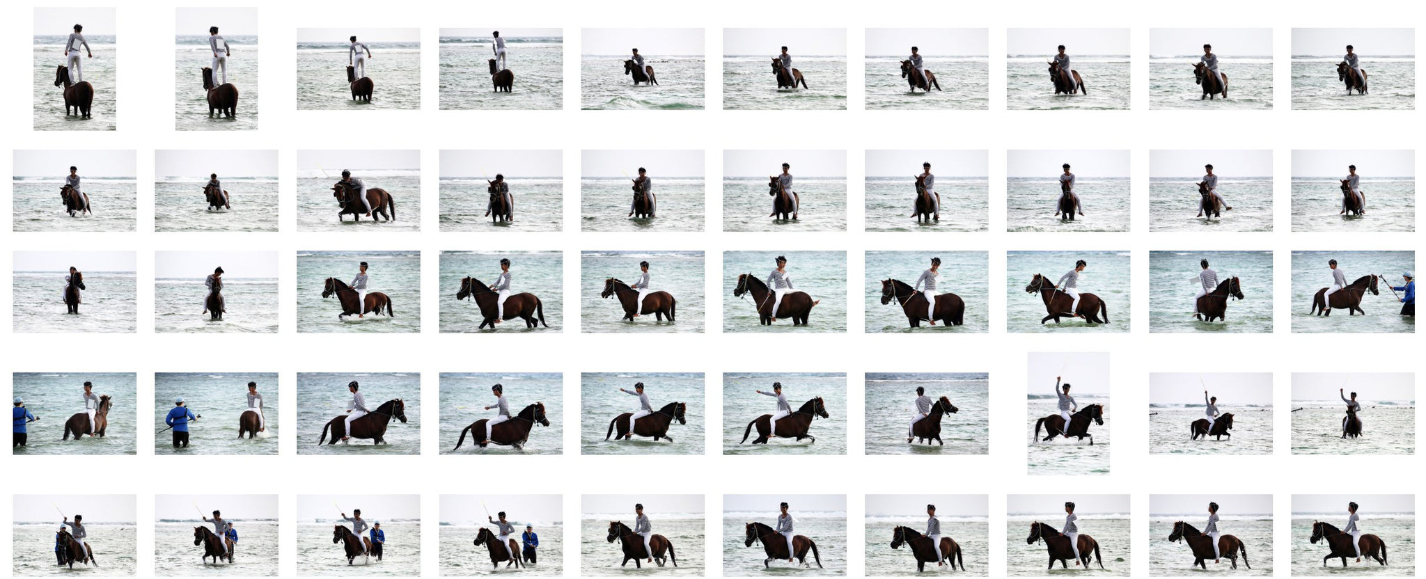 Intan in Striped Shirt, Jodhpurs, Lampsheed and Drawing Pad Riding Bareback on Brown Horse, Part 7 - Riding.Vision